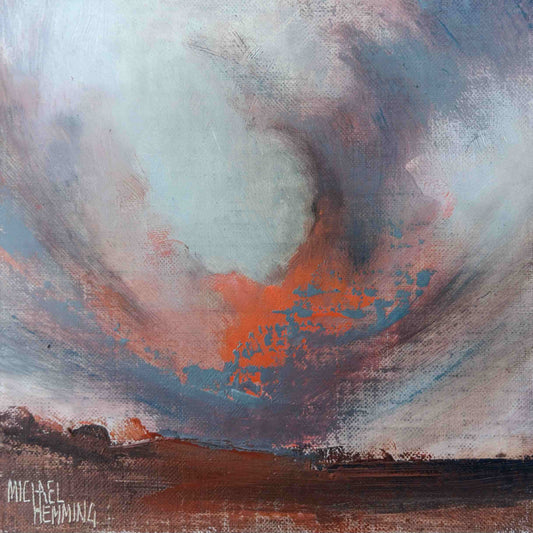 oil painting of a swirling sky over the new forest