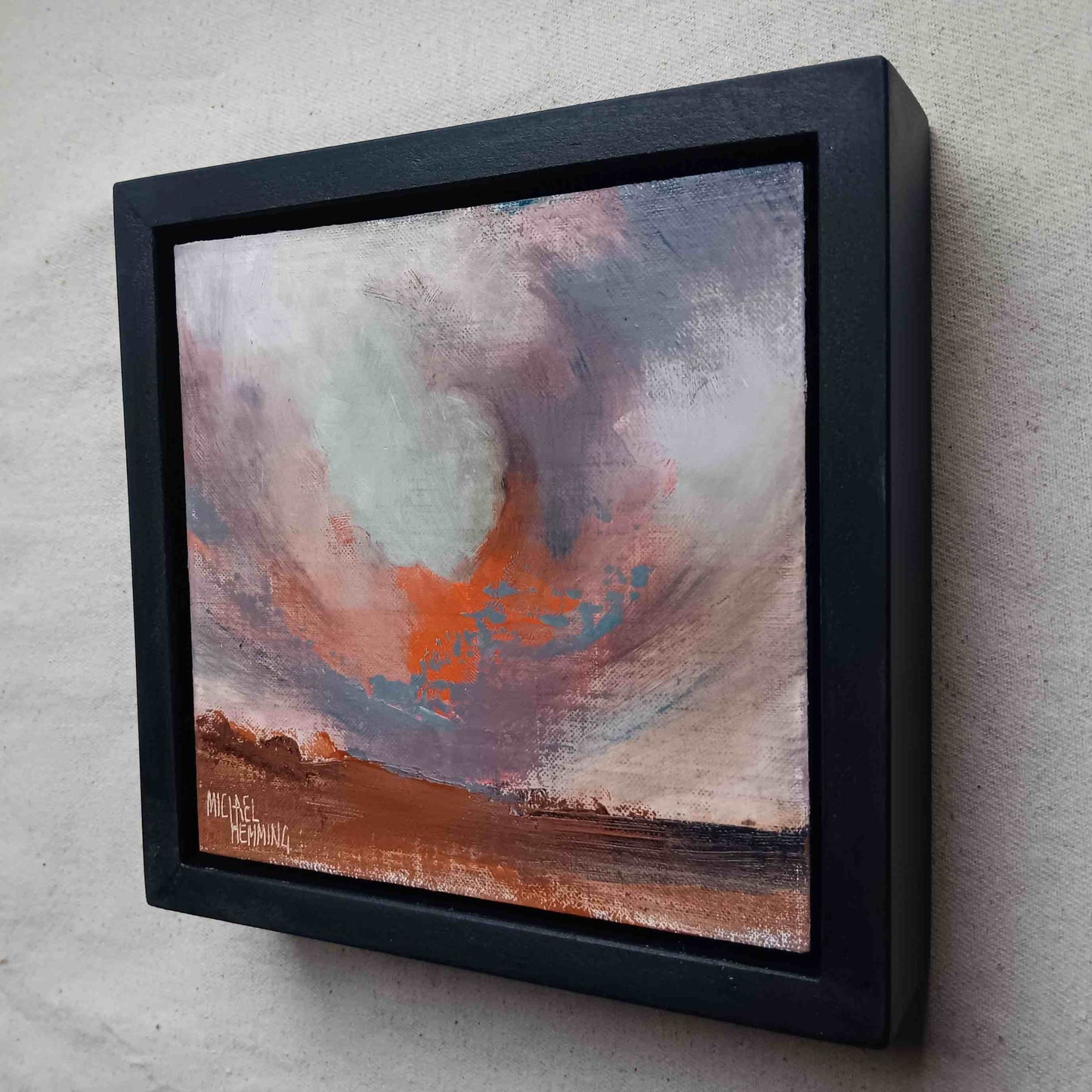 framed oil painting of a swirling sky over the new forest