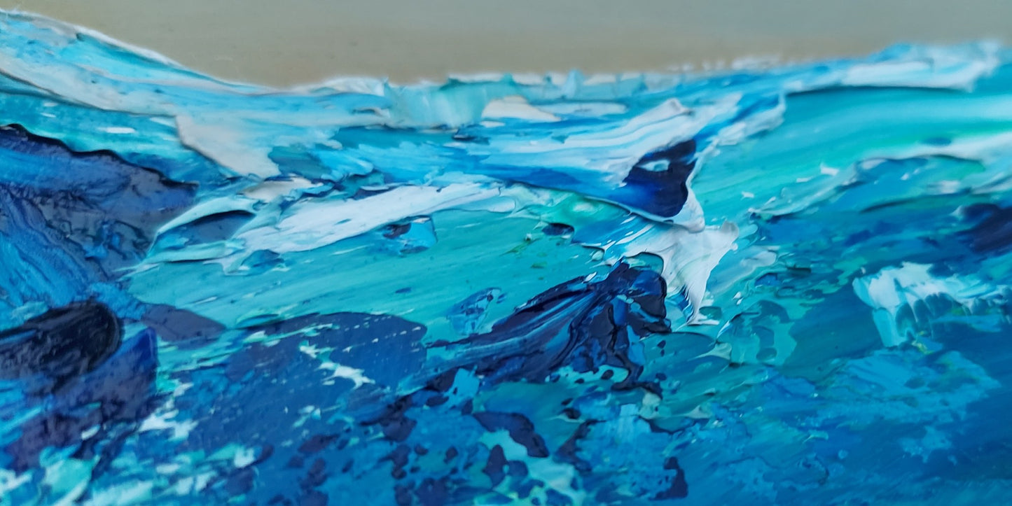 Detail of wave painting showing palette knife texture