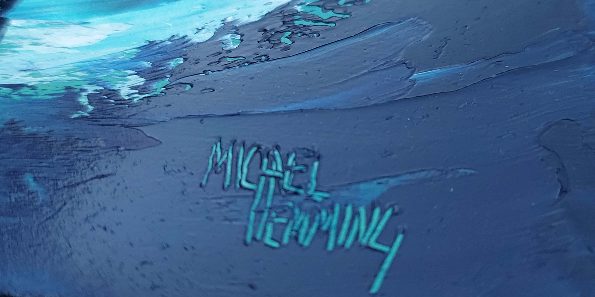 Detail of Michael Hemming Artist signature on artwork