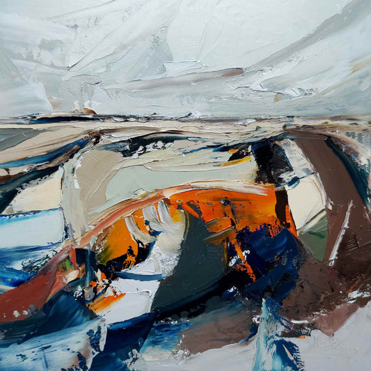 Abstract art with a mix of colors on a textured surface