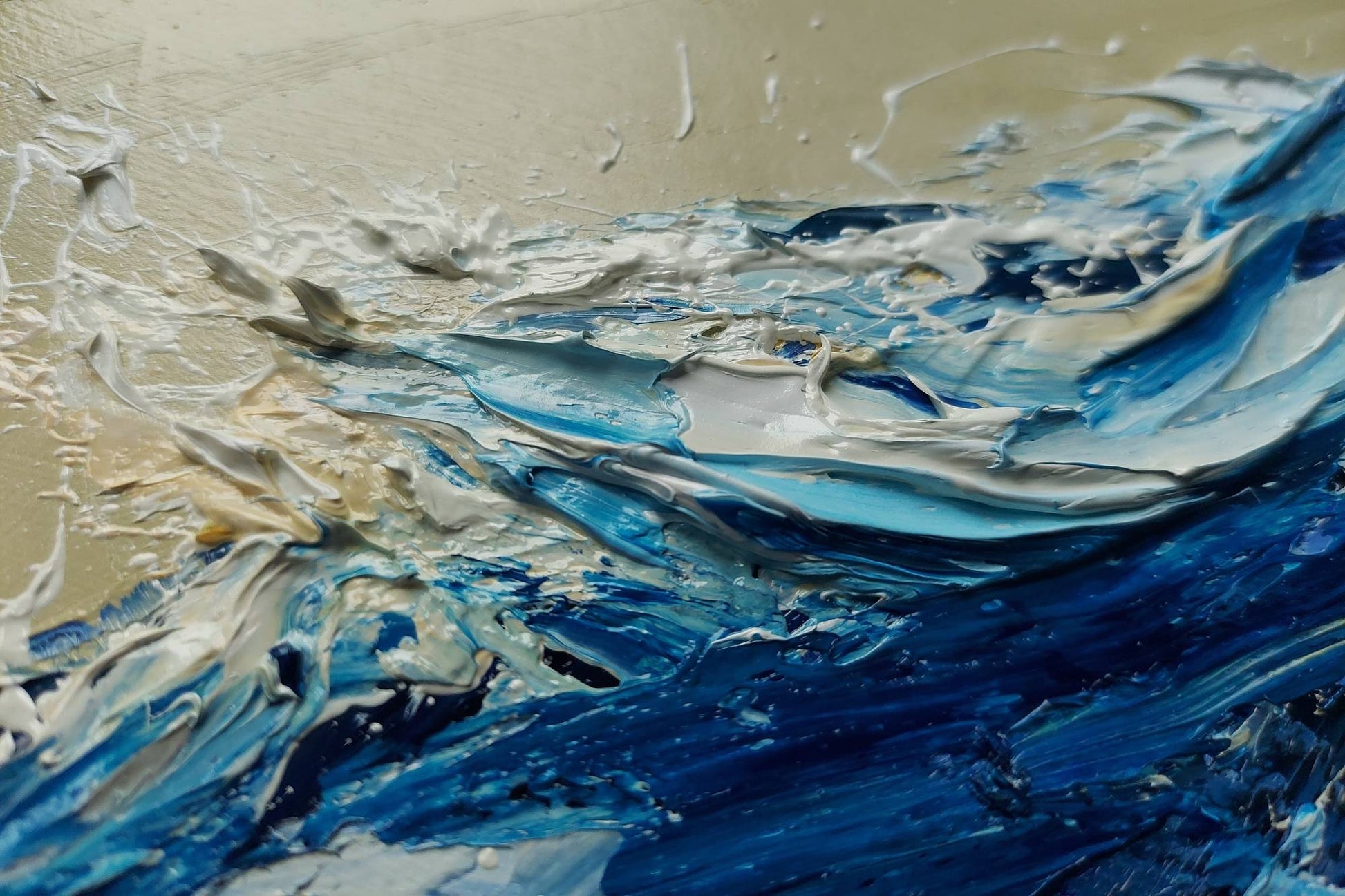 Close-up of abstract wave painting texture
