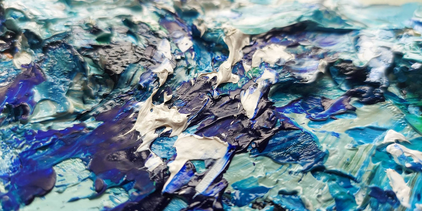 'Painting 1579' – Original Oil Seascape Painting by Michael Hemming 40cm x 20cm