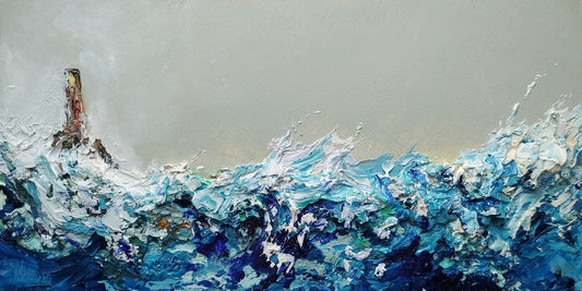 'Painting 1579' – Original Oil Seascape Painting by Michael Hemming 40cm x 20cm