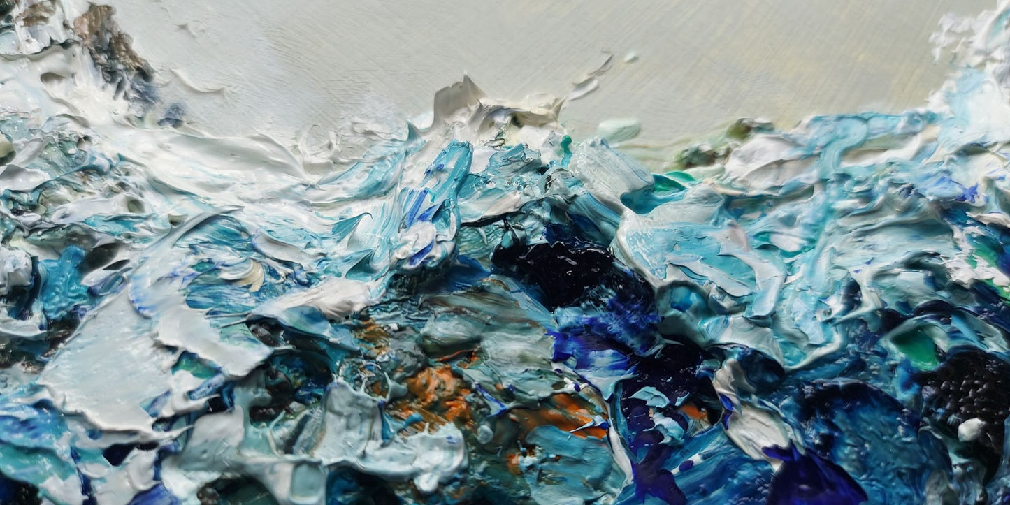 'Painting 1579' – Original Oil Seascape Painting by Michael Hemming 40cm x 20cm