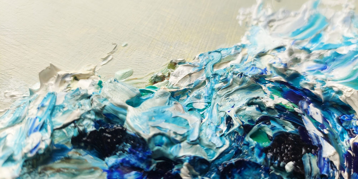 'Painting 1579' – Original Oil Seascape Painting by Michael Hemming 40cm x 20cm